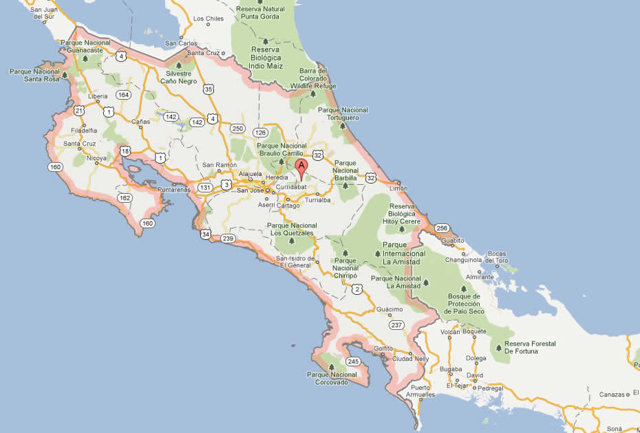 Google Map of Costa Rica